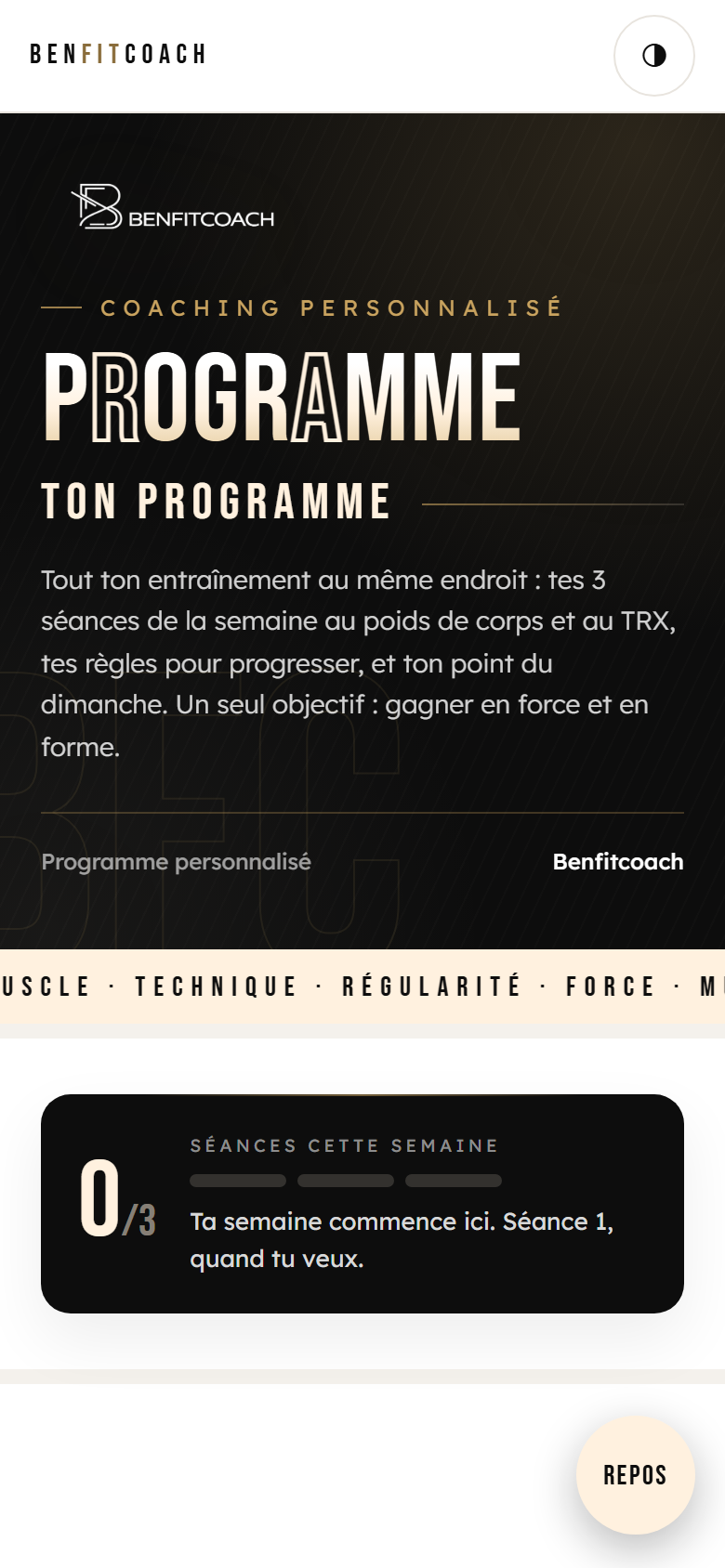 Aperçu de votre espace entraînement